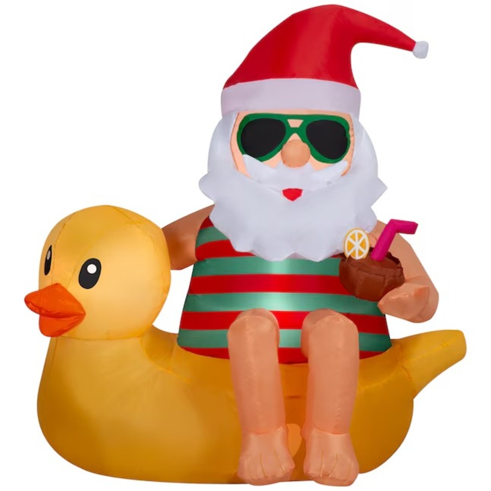 Christmas Inflatable Seaside Santa on Vacation Duck‎ Sunglasses Coconut Cocktail - Picture 5 of 6